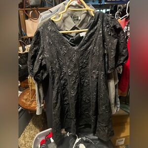 Zara Black Boxy Embellished Short Sleeve Blouse